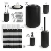 20 Piece Bathroom Accessories Set, Black Bathroom Decor Set - Black - View 3