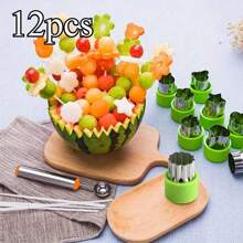 12pcs Vegetable Shaped Cookie Cutters, Stainless Steel Biscuit Cutters, Fruit Shaped Stamp Molds, Fruit Shaping Tools, Chocolate Cutters, Cake Decorating Molds, Salad Making Tools, Baking Tools, Kitchen Gadgets, Baby Feeding Butterfly Pasta Mold, Vegetable & Fruit Cutter, Sausage & Cookie Stamp