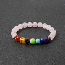 自然7手鍊手鐲瑜伽平衡珠子彈性手環男士天然石頭冥想首飾類禮物