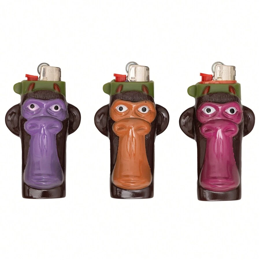 3 piezas/set, funda novedosa para encendedor, soporte único para encendedores, material de PVC, funda linda compatible para encendedores BIC J9 J3, gran regalo para hombres