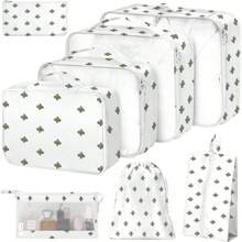 Packing Cubes For Suitcases,Packing Cubes With Shoe Bag, Cosmetics Bag, Clothing Bag, Accessories Bags Packing Cubes For Travel Luggage Organizer Women Men - 仙人掌8件套裝 - 查看 1