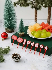 8 件水果叉、圣诞礼物派对水果串、创意图案蛋糕装饰、可重复使用的塑料餐桌装饰、节日派对用品、圣诞礼物、蛋糕甜点餐具、家居装饰、厨房和餐厅配件、节日用品、烘焙必需品、日常必需品 - 彩色 - 查看 1