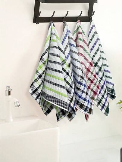 SHENG CHUN 1 件华夫格编织茶巾，不脱落且不褪色，厨房洗碗布，厚实纯色茶桌布，超强吸水超细纤维布