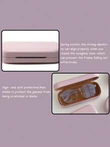 1 Pc Customized Name PU Myopia Glasses Case Hard Shell Eyeglasses Organizer Personalized Protective Presbyopia Eyewear Cover Stress-Resistant Sunglasses Storage Box Unisex Fashion Accessories Ideal For Outdoors - Pink - View 3