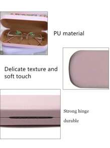1 Pc Customized Name PU Myopia Glasses Case Hard Shell Eyeglasses Organizer Personalized Protective Presbyopia Eyewear Cover Stress-Resistant Sunglasses Storage Box Unisex Fashion Accessories Ideal For Outdoors - Pink - View 4