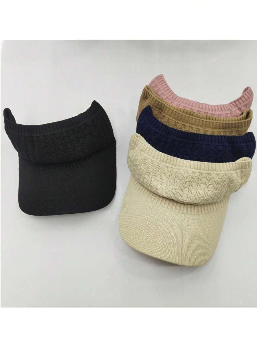 Viseira Boné Feminina Elástico Tricô Moda Praia Verão Corrida Textura Quadradinhos