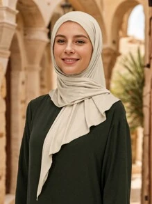 1 件/2 件女士纯色穆斯林便捷头巾，宽松缝纫风格三角围巾，透气防晒经典头巾，适合日常佩戴，优雅时尚的穆斯林头巾 - 彩色 - 查看 13