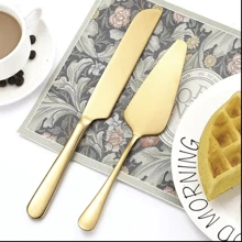 陶瓷珍珠柄不锈钢蛋糕切割服务套装 - 优质蛋糕抹刀、蛋糕铲、结婚刀、披萨刀、甜点叉 银色/金色/黑色 带礼盒