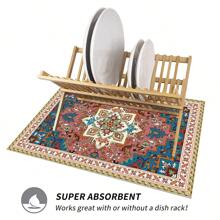 1pc Home Decor Checkered & Diamond Pattern Printed Draining Mat, New Absorbent Kitchen Counter Drying Pad, Dish Drying Mat - Soft Silica Gel Anti-Slip Quick-Dry Pad, Suitable For Kitchen Counter, Coffee Machines - Multicolor - View 9