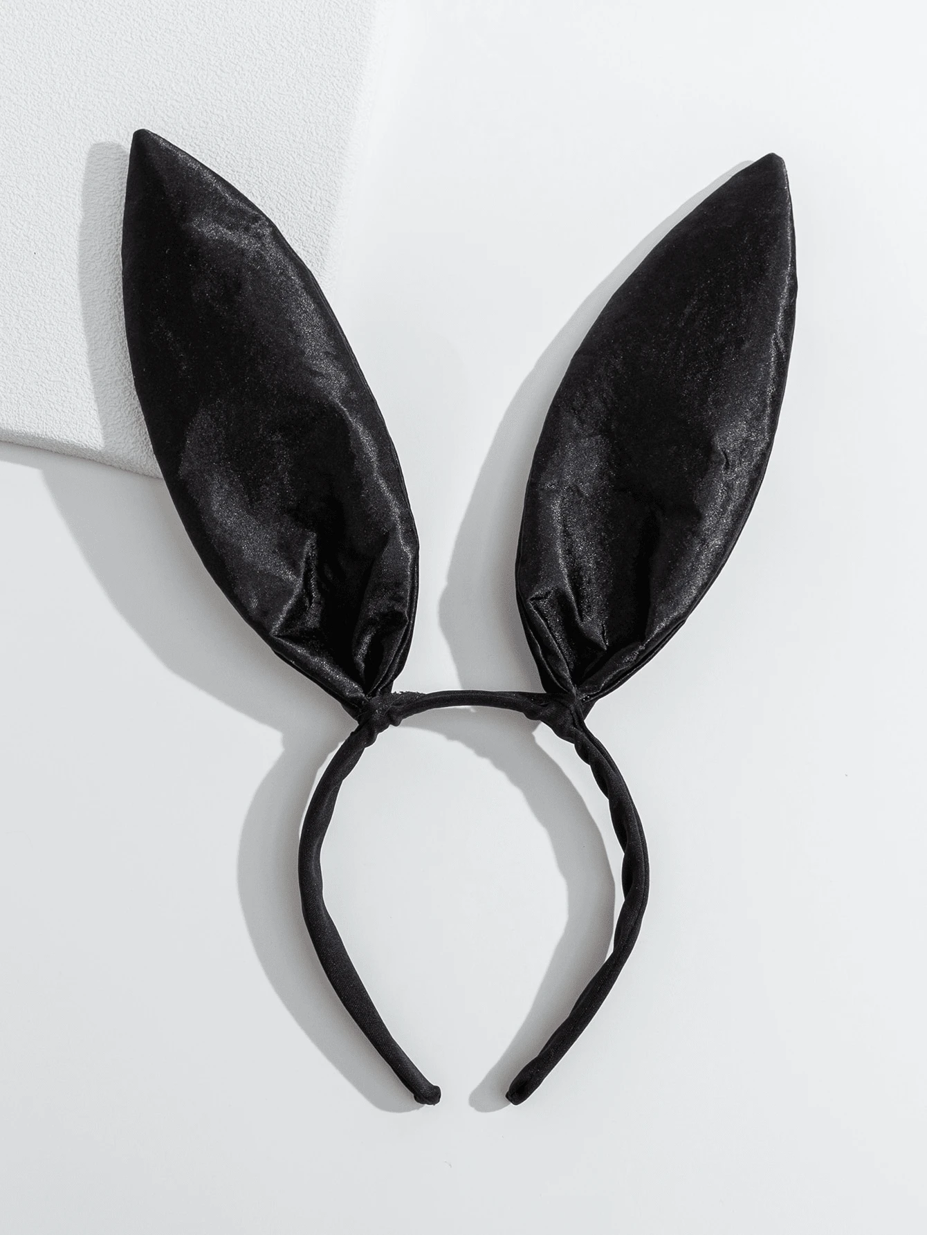 1pc Halloween Satin Bunny Ear Headband, Suitable For Holiday Party Costume - Black - View 1