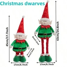 Papai Noel vermelho e verde de Natal, enfeites de boneca de pelúcia de renas