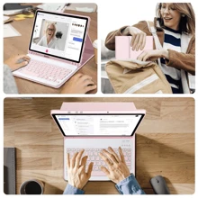 Detachable Wireless Bluetooth Keyboard (150mAh) With Pen Slot Keyboard Case For Samsung Galaxy Tab And IPad, Redm IPad SE - Lavender Gray - View 6