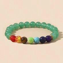 自然7手鍊手鐲瑜伽平衡珠子彈性手環男士天然石頭冥想首飾類禮物