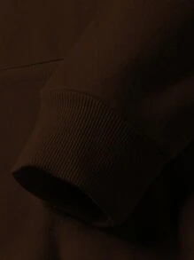 Men's Casual Loose Fit Jesus Cross And Letter Print Drawstring Hoodie Sweatshirt, Spring/Autumn, Long Sleeve Top - Brown - View 5