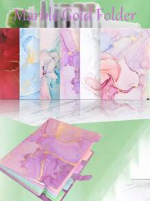 Cartella portatile in marmo e oro, borsa porta documenti multistrato per l'ufficio e le finanze