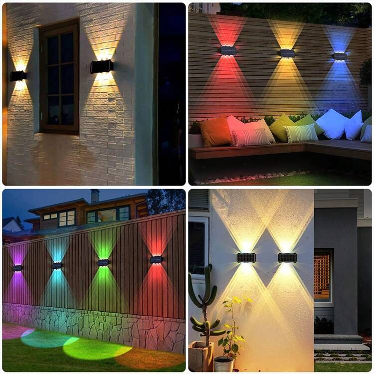 CANMEIJIA Luz LED de pared exterior grande y solar, iluminación RGB conmutable y resistente al agua, ahorro de energía, lámpara de pared decorativa vintage, apta para jardín/estacionamiento/pasillo exterior/entrada/patio/cantero de flores/intersección/pared exterior/pared interior/decoración del techo para el Día de San Valentín, decoración del hogar, decoración exterior - Aplique de pared con modo solar - Ver 2