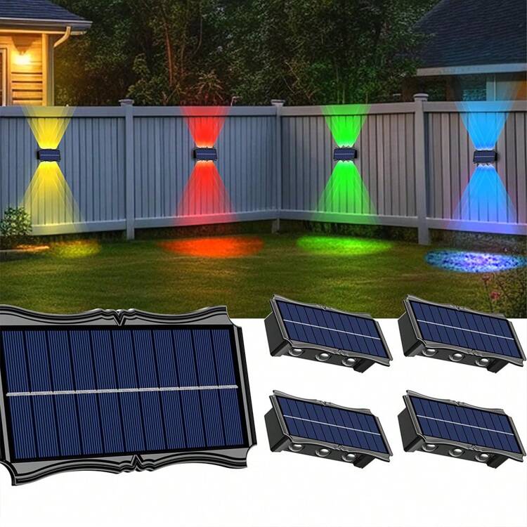 CANMEIJIA Luz LED de pared exterior grande y solar, iluminación RGB conmutable y resistente al agua, ahorro de energía, lámpara de pared decorativa vintage, apta para jardín/estacionamiento/pasillo exterior/entrada/patio/cantero de flores/intersección/pared exterior/pared interior/decoración del techo para el Día de San Valentín, decoración del hogar, decoración exterior - Aplique de pared con modo solar - Ver 3