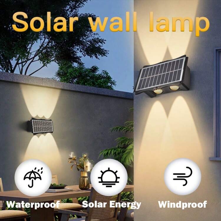 CANMEIJIA Luz LED de pared exterior grande y solar, iluminación RGB conmutable y resistente al agua, ahorro de energía, lámpara de pared decorativa vintage, apta para jardín/estacionamiento/pasillo exterior/entrada/patio/cantero de flores/intersección/pared exterior/pared interior/decoración del techo para el Día de San Valentín, decoración del hogar, decoración exterior - Aplique de pared con modo solar - Ver 4