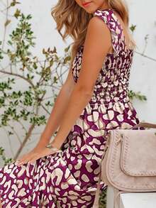 歐美風格新款女士印花吊帶裙，休閒夏季度假裙