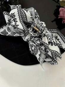 1pc Vintage Elegant Butterfly Claw Hair Clip With Bow Tie And Tassel, Suitable For Women And Girls, Paisley Boho Style Hair Accessory, Great For Vacation And Holiday Photos Accessories