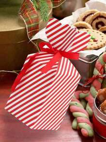 5 piezas Cajas de regalo a rayas rojas navideñas - Multicolor - Ver 5