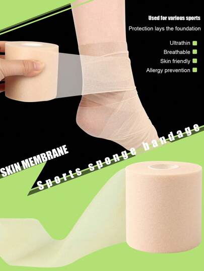 1pc 787.4in Skin-Friendly Foam Sports Bandage, Shock-Absorbing Membrane, Fitness Tendon Bandage, Badminton Racket Foam Skin Tape, Reduce Irritation Wrap Gym Accessories Sales Sports Tape