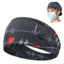Diademas con botón para mascarilla, diademas anchas antideslizantes para enfermeras con protección para las orejas elástica para mujeres, hombres, médicos, sudadera diadema para la cabeza, Halloween