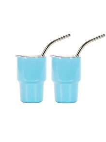 1 件/2 件/6 件不锈钢双层升华迷你不倒翁咖啡杯带盖和吸管水杯双层真空隔热杯适用于酒吧、俱乐部、餐厅、家庭、派对用品返校 - 白色 - 查看 31