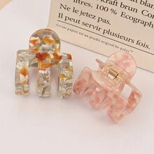 1 件装新款韩式简约几何爪形发夹中号发夹醋酸纤维发饰，复古风格，适合日常使用万圣节 - 彩色 - 查看 4