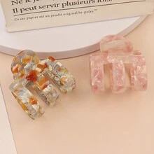 1 件装新款韩式简约几何爪形发夹中号发夹醋酸纤维发饰，复古风格，适合日常使用万圣节 - 彩色 - 查看 8