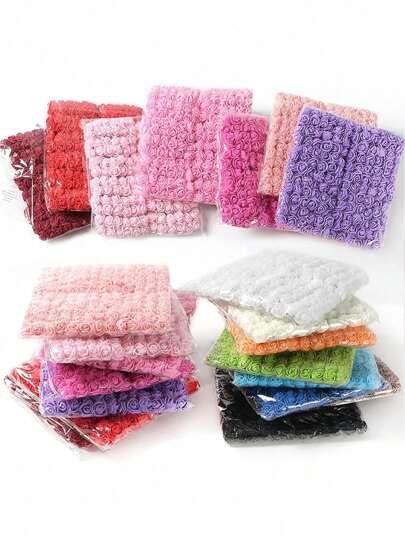 144 朵人造泡沫花花束迷你泰迪熊玫瑰花DIY花环材料糖果盒配件家居婚礼装饰新娘手腕花胸花头花材料情人节新年装饰生日派对蛋糕配件