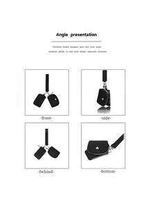 2024 Thiết kế mới 2 trong 1 Ví đựng tiền xu hàng ngày hình trái tim thêu pha lê có thể tháo rời & Ví đựng thẻ Ví nhỏ có ví đựng tiền xu Ví có dây đeo Ví đeo tay Quà tặng cho nam giới - màu đen - Xem 3