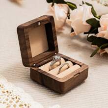 Personalized Wedding Ring Box, Custom Wood Ring Box, Ring Box Holder, Proposal Ring Box, Double Slot Ring Bearer Box, Wood Two Ring Box 1pc, Space-Saving Exquisite, Vintage, Tidy Custom, Personalized, Unique Boyfriend, Girlfriend, Dad, Mom, Family, Friends For Valentine's Day, For Mother's Day, For Birthdays, For Children's Day, For Father's Day, For Graduation