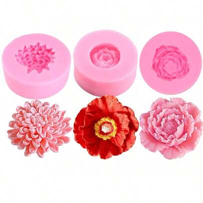 1 pieza Molde de silicona con diseño de flor de crisantemo para hacer jabón, velas, arcilla, resina. Molde reutilizable para rellenar velas, regalo de cumpleaños, recuerdos de boda