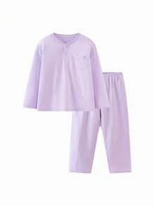 mini bala 秋季新款女童睡衣套装 - 紫色 - 查看 4