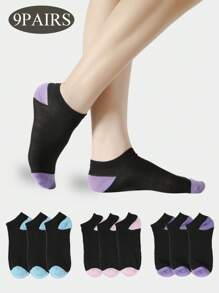 3/6/9/12 Đôi Tất Cổ Cao Thoáng Khí Thường Ngày Màu Đen Cho Nữ - màu đen - Xem 2