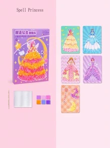 1 Set DIY Handmade Sticker Art, Princess & Fairy Themed Design, Dress-Up Activity, Creative Drawing Kit, Suitable For 3-6 Years Old Girls, Ideal Birthday Or Holiday Gift, Girls' Cognitive Toy, Children's Coloring Book And Sticker Set