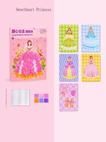 1 Set DIY Handmade Sticker Art, Princess & Fairy Themed Design, Dress-Up Activity, Creative Drawing Kit, Suitable For 3-6 Years Old Girls, Ideal Birthday Or Holiday Gift, Girls' Cognitive Toy, Children's Coloring Book And Sticker Set