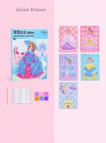 1 Set DIY Handmade Sticker Art, Princess & Fairy Themed Design, Dress-Up Activity, Creative Drawing Kit, Suitable For 3-6 Years Old Girls, Ideal Birthday Or Holiday Gift, Girls' Cognitive Toy, Children's Coloring Book And Sticker Set