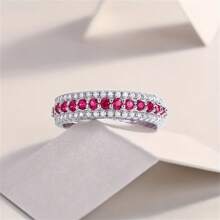 1 pieza Anillo de aleación coreano de estilo nuevo totalmente enjoyado de 3 hileras, joyería de moda hip hop de para hombres y mujeres, accesorio de joyería para fiestas/festivales