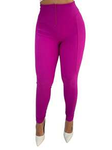 Calça Feminina Skinny Acinturada Com Ziper Na Frente
