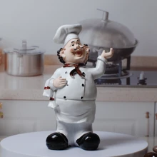 1 件厨师唱歌雕像，适合家庭、厨房和餐厅装饰生日毕业厨房装饰最佳礼物 - 白色 - 查看 6