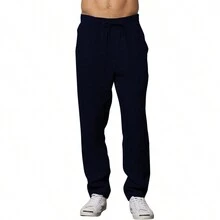 Kit 4 Men's Linen Pants With Pockets And Adjustable Drawstring Tailoring For Extreme Comfort And Sophistication - màu đen - Xem 4