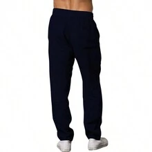 Kit 4 Men's Linen Pants With Pockets And Adjustable Drawstring Tailoring For Extreme Comfort And Sophistication - màu đen - Xem 3