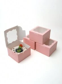 10 件装小糕点烘焙饼干下午茶包装盒 - 粉色 - 查看 4
