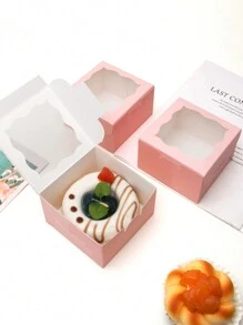 10 件装小糕点烘焙饼干下午茶包装盒 - 粉色 - 查看 5