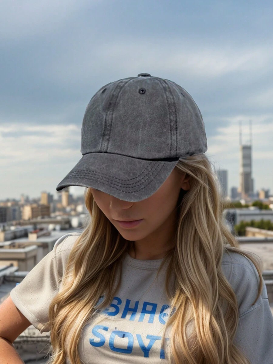DAZY Women Soft Crown Snapback Cap Ins Korean Style Casual Washed Solid Color Baseball Hat Halloween