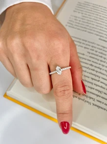Solitaire Ring Navete Crystal Luxury 925 Sterling Silver - crates - View 2