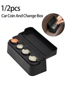 1/2件便携式汽车硬币收纳盒创新硬币迷你汽车硬币盒精美汽车内饰配件两用零钱盒收纳盒家居车用礼物送女士 - 彩色 - 查看 1