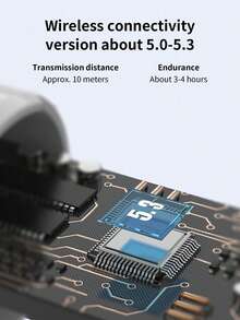 P4 无线立体声防噪耳机，无线 5.3 耳机，高清音乐音质，持久电池续航 - 藍色 - 查看 7